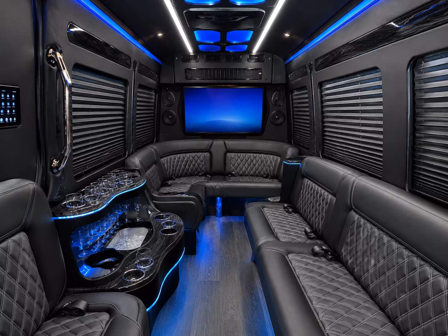 leander 20 passenger party bus interior