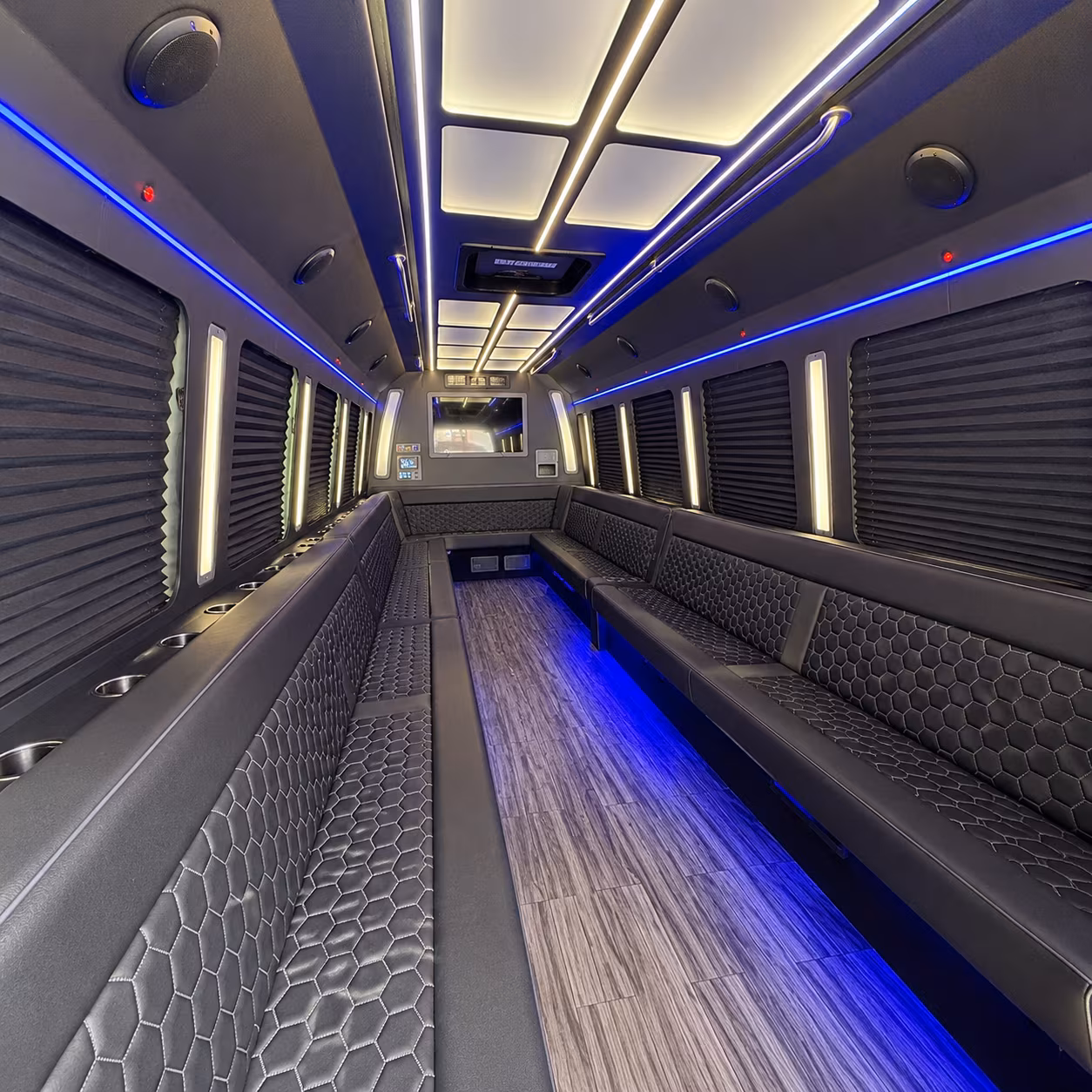 leander 30 passenger party bus interior