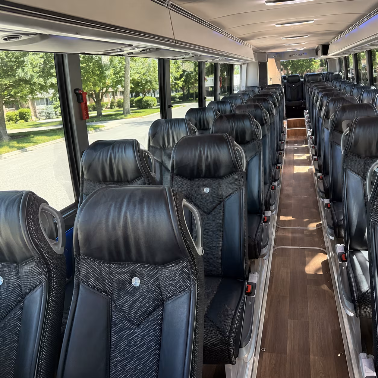 leander 56 passenger charter bus inside
