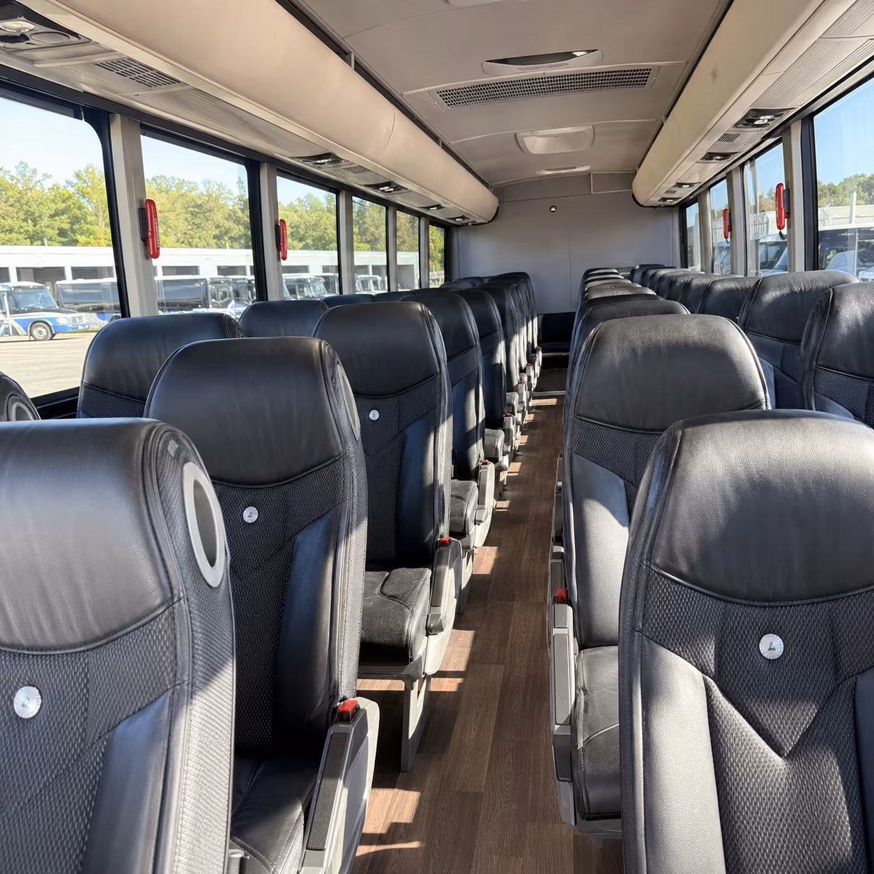 leander 56 passenger charter bus interior